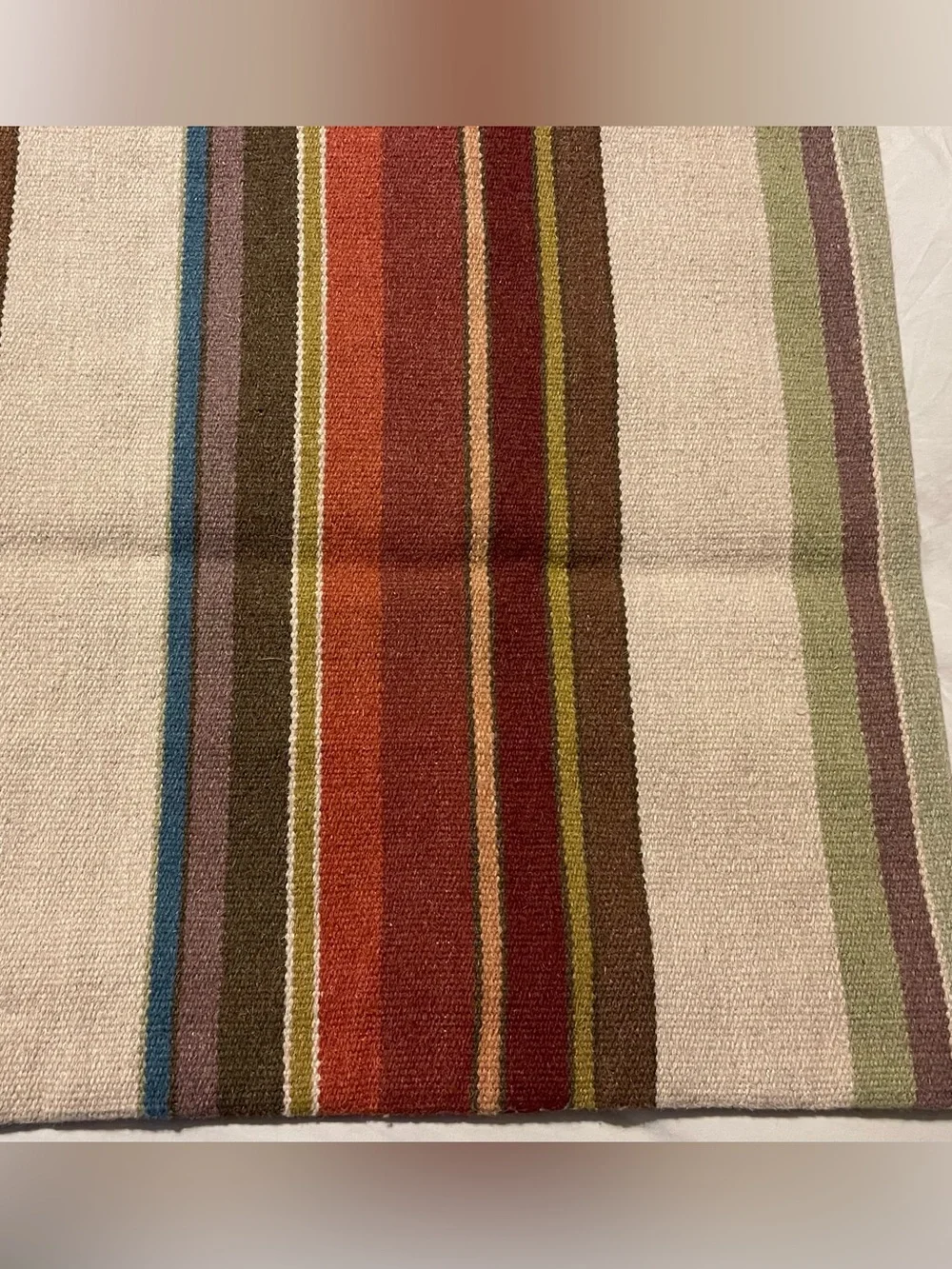 Rare Pottery Barn Dexter Dhurrie Stripe Kilim Floor Pillow cover, 2012, 30”